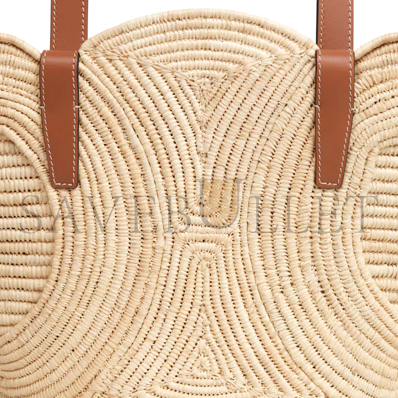 CELINE CLASSIC PANIER SMALL BRAIDED TRIOMPHE IN RAFFIA AND CALFSKIN 117022FWB.04LU (42*21.5*12cm)